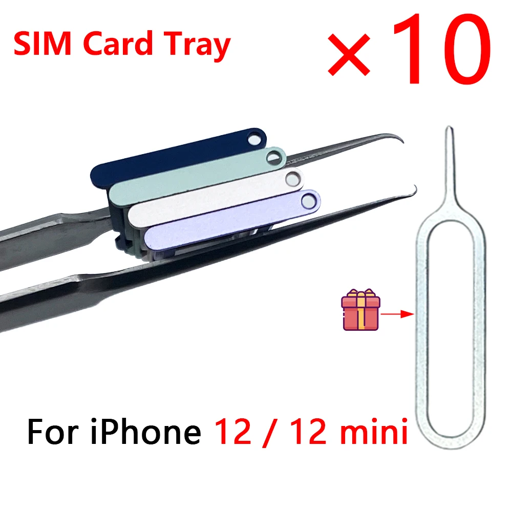 

10Pcs New SIM Dual Card Tray Holder For iPhone 12 12mini mini SIM Card Tray Socket Slot Adapter Replacement Parts