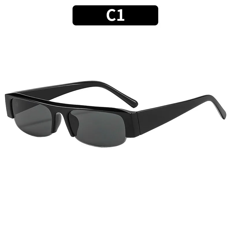Vintage Leopard Print Half Frame Small Rectangle Gradient UV400 Sunglasses