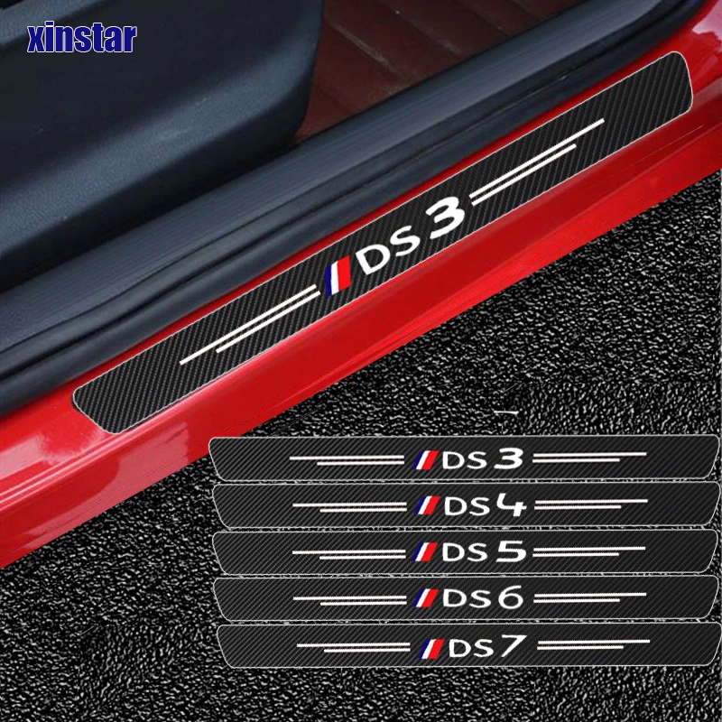 Adesivo Davanzale Della Portiera Dell'Auto In Fibra Di Carbonio 4 Pezzi Per Citroen Ds Ds3 Ds4 Ds5 Ds6 Ds7 Ds9 C2 C8 Cactus Ami Accessori Auto