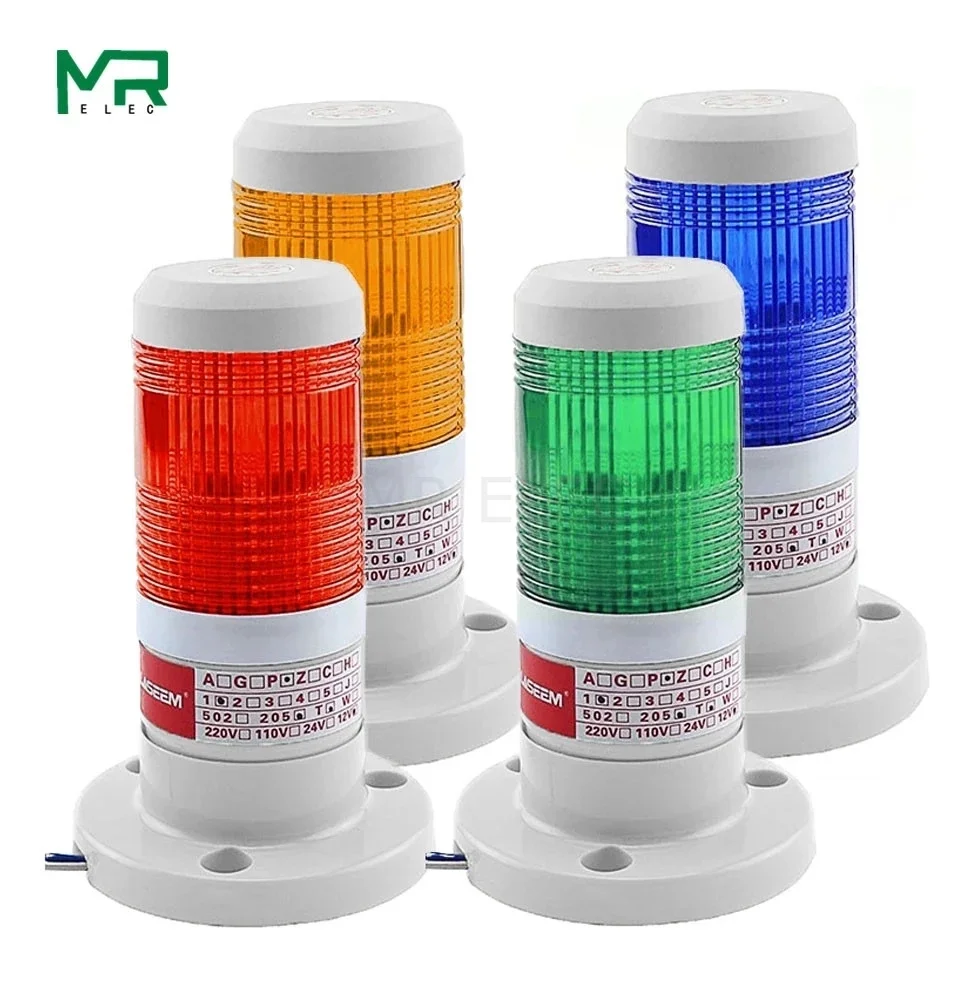 LED  Industrial red  Yellow  blue green Signal Tower Warning Lamp Stack Light Alarm Apparatus 12V 24V 110V 220V blue red yellow red color led flashing shoulder lamp light alarm patrol warning