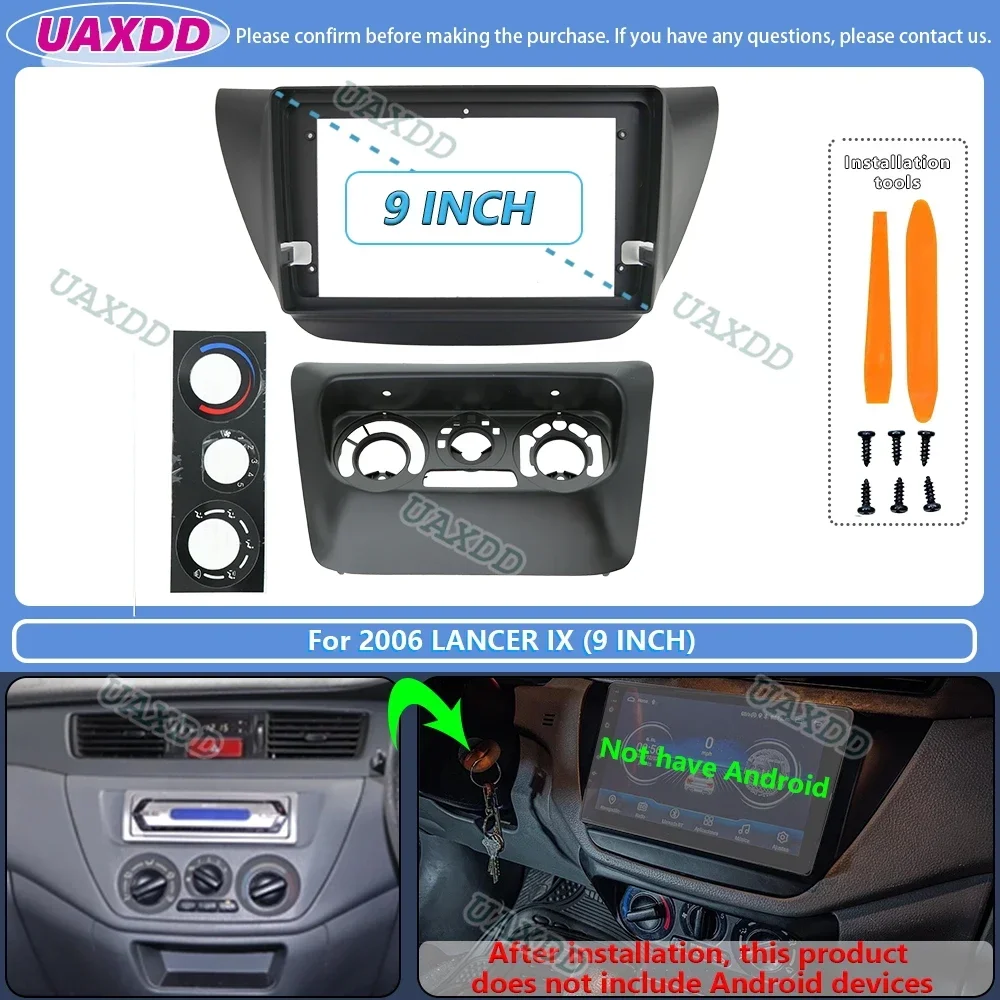 マイク付きカーラジオおよびDVDパネル,取り付けアダプター付きキット,9インチ,コンソールフレーム,および三菱車用ベゼルサーックス2005-2010  - AliExpress に適合する ランサー IX 2006 ラジオフェイシア ダブルDIN DVDプレーヤー ステレオパネルトリム 取り付けキット プレー