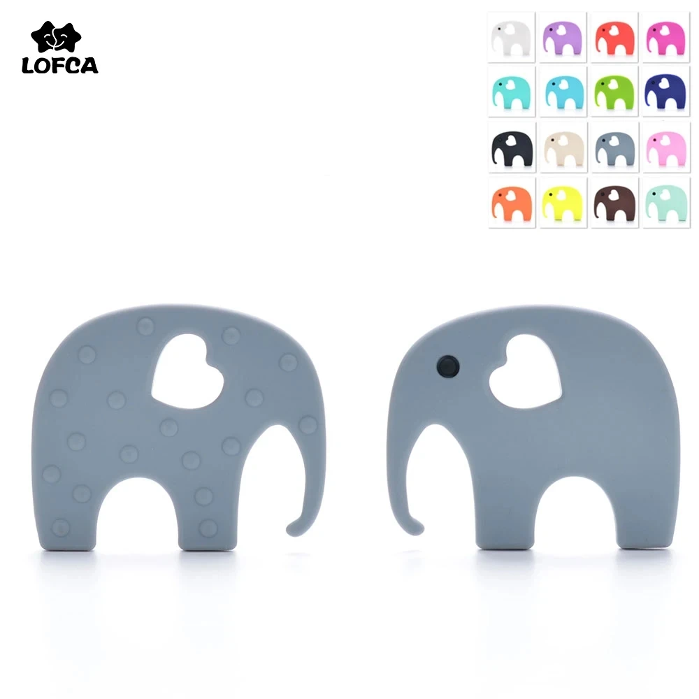 Silicone Elephant Teether Teething Toys Silicone Beads Baby Chew Necklace 1pc