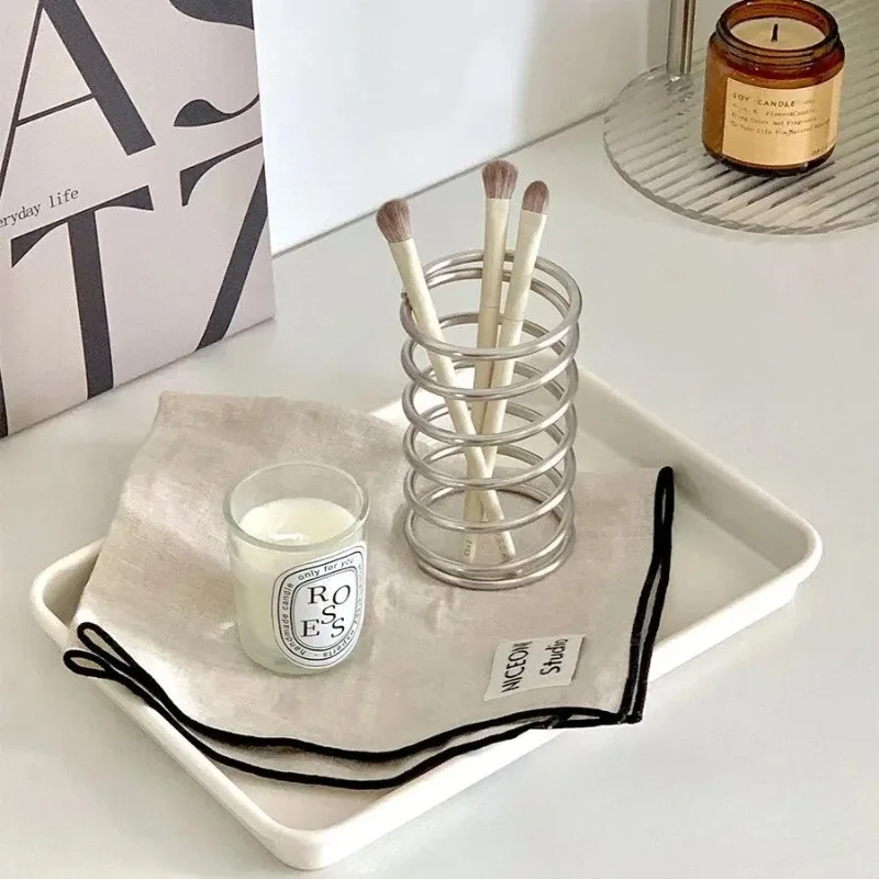 Stainless Steel Toothbrush Holder - Rustproof Bathroom Organizer for Toothpaste & Makeup Brushes, Space-Saving  Home Decor