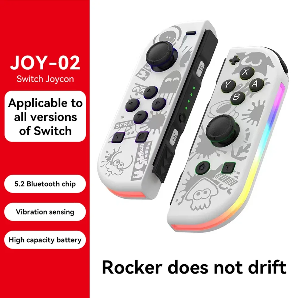 Game Controller BT 5.2 Joy Controller RGB LED Switch L/R Joypad for Nintendo Switch/Lite/Oled JoyCon Gamepads Joystick Dual Vibration