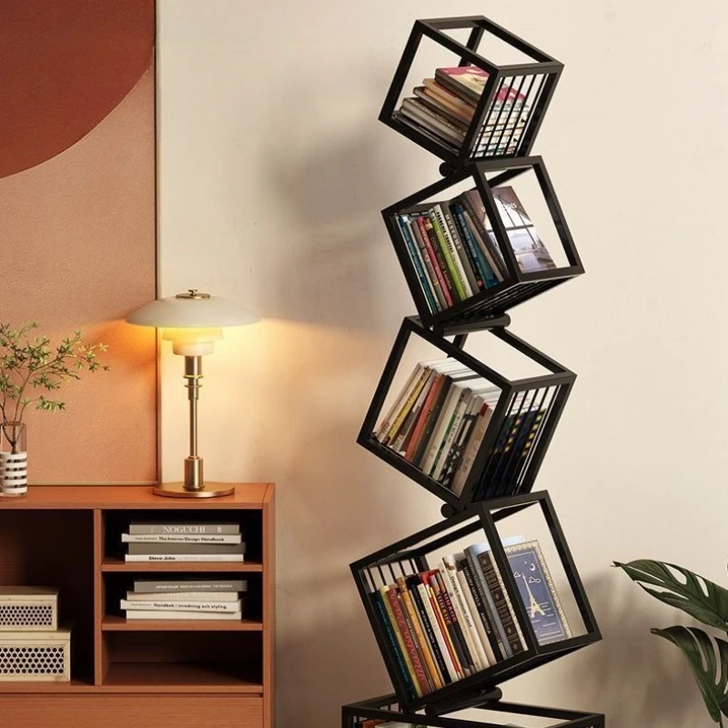 Modern Creative Iron Bookshelf Irregular Corner Standing Floor Storage Rack Simple Design Bookcase Living Room Corner Shelf