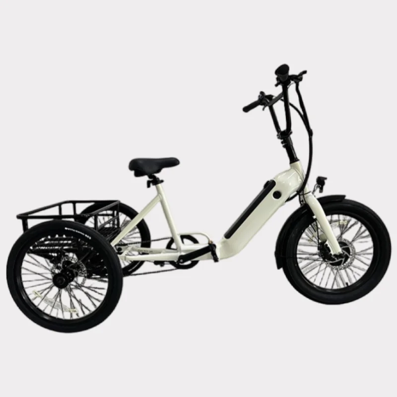 Bicicletta elettrica pieghevole a tre ruote da 20 pollici per la consegna Triciclo elettrico per anziani da 500 W per batteria al litio rimovibile 32 KM / H