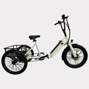 Bicicletta elettrica pieghevole a tre ruote da 20 pollici per la consegna Triciclo elettrico per anziani da 500 W per batteria al litio rimovibile 32 KM / H