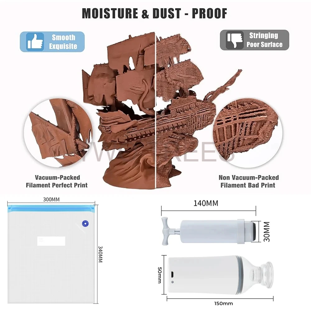 3D 인쇄 진공 가방 필라멘트 건조기, PLA ABS TPU PETG 필라멘트 보관 가방, 습기 방지 안전 가방, 3D 인쇄 액세서리