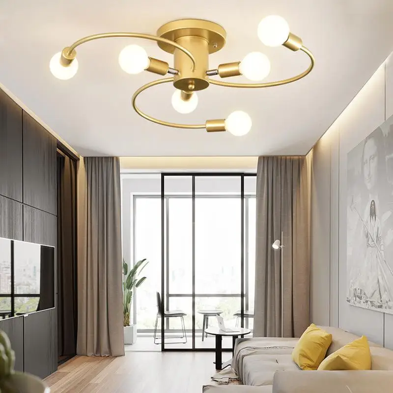 Nordic Led Ceiling Lamps Simple Gold Color Iron Painted Wall Lamps Indoor Lighting Fixtures Modern Lamps for Living Room Decor