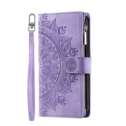 Elegant Leather Zipper Wallet Phone Case with Card Holder for G POWER 2022 (PURPLE)