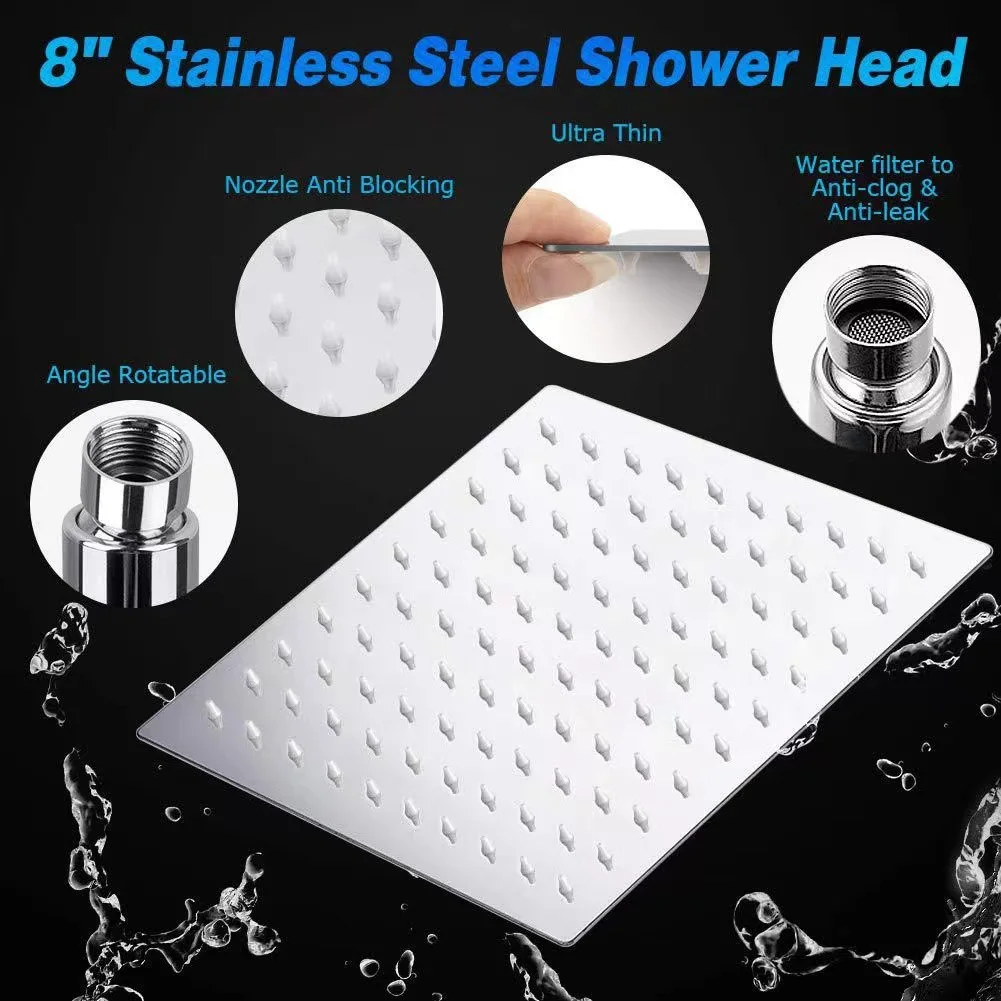 Description Picture 4 of item8/10 Inch Bathroom High Pressure Rain Shower Set Ceiling Water Saving Shower System Luxury Bathroom Set with Hand Shower Head