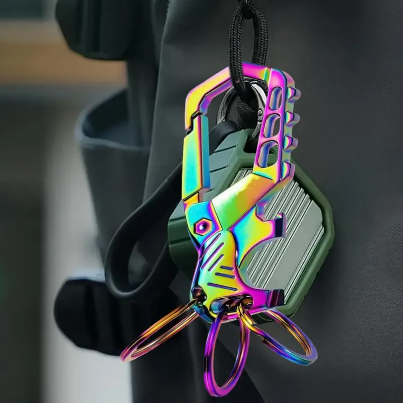 병따개 키 체인 자동차 키 체인 남성 여성을위한 3 개의 키 링이있는 휴대용 소형 Carabiner 생존 가제트 스크루 드라이버