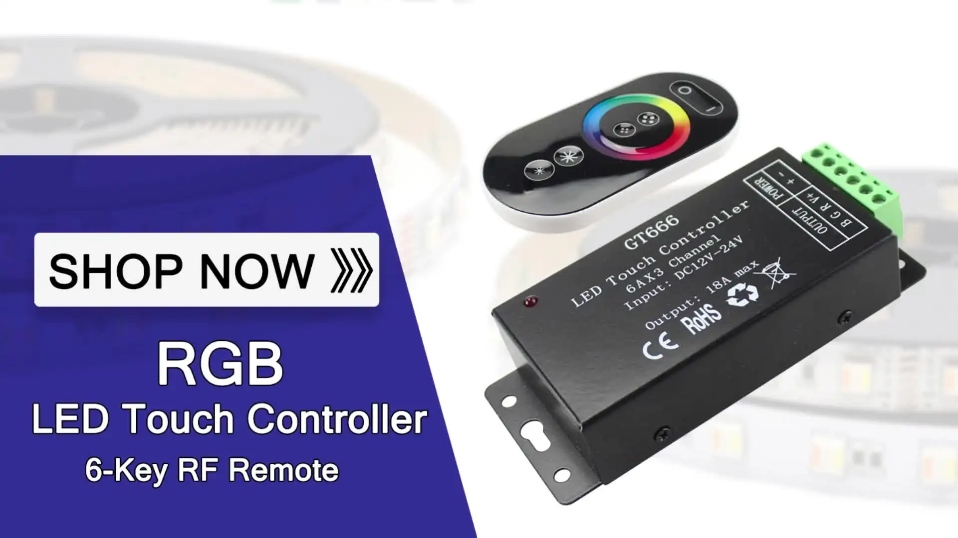 Ledkia Controller Regolatore RGB 12/24V DC Telecomando RF 4 Zone RGB - Foto 9