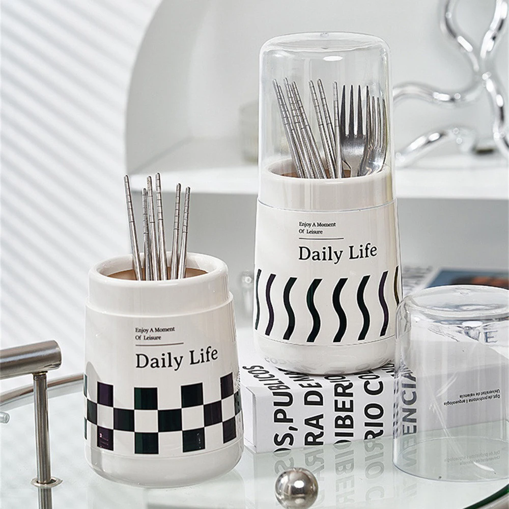 Storage Rack Sanitary Dustproof Chopstick Bucket With Lid Durable Smooth Dustproof Storage Trend Chopstick Rest Kitchenware 6