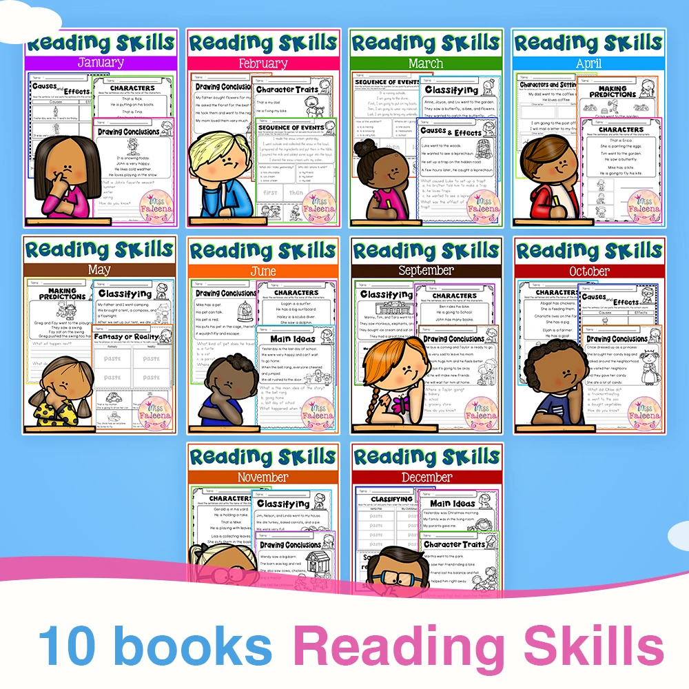 10 books/set English Reading Skills Practice workbook for kids child Exercise book Preschool Learning English Homework worksheet 5