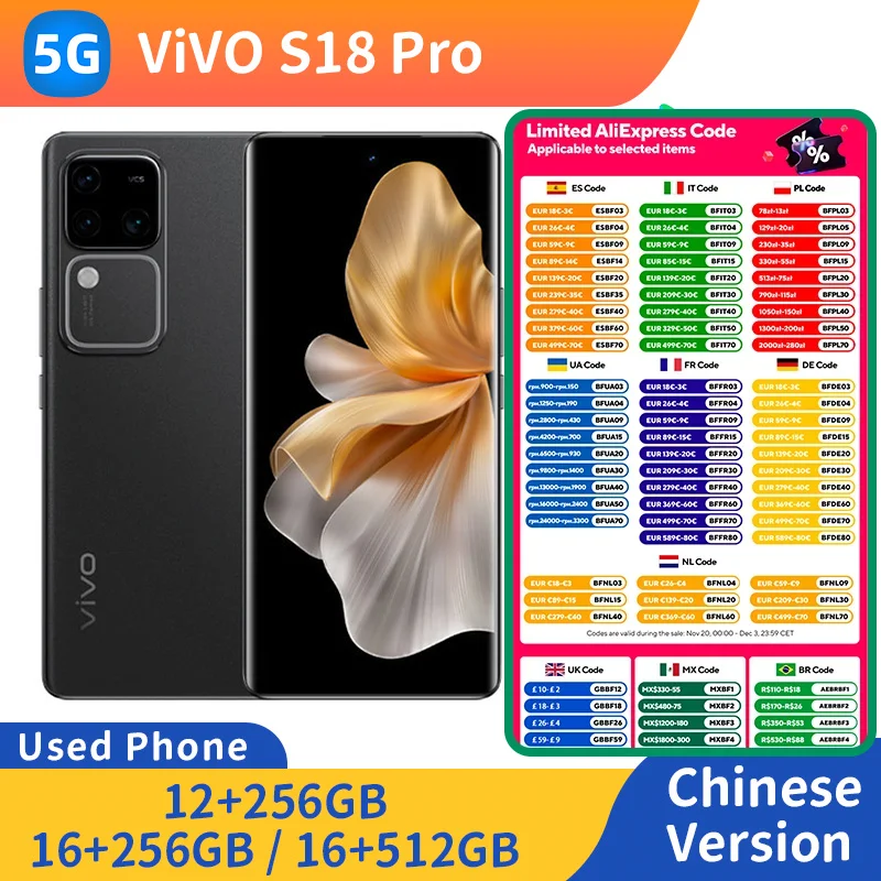 VIVO S18 Pro 5g Smartphone 50MP Camera CPU Dimensity 9200+ 6.78-inches Battery 5000mAh Original Used Phone