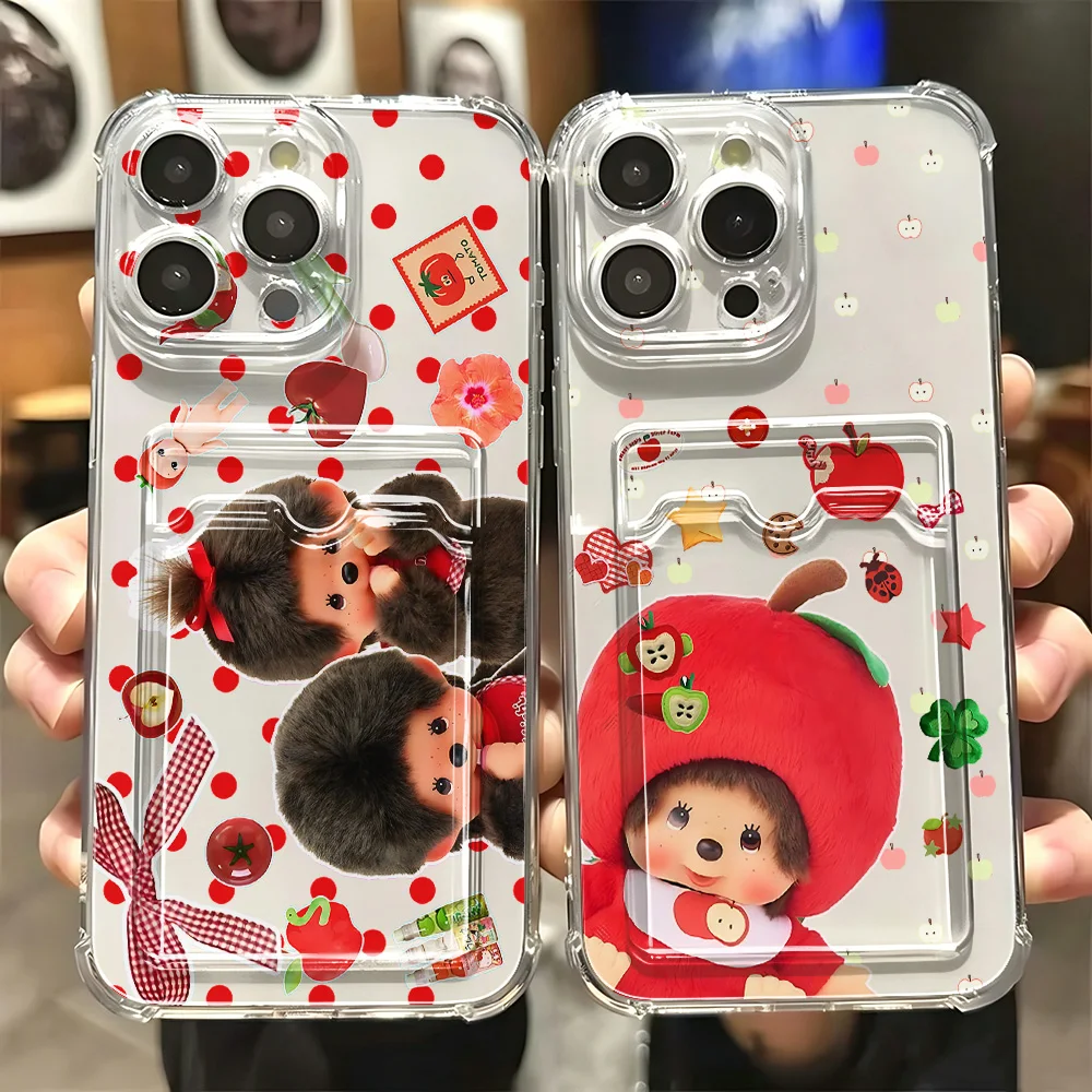 Adorable Monchhichi Design Phone Case with Card Holder Feature
