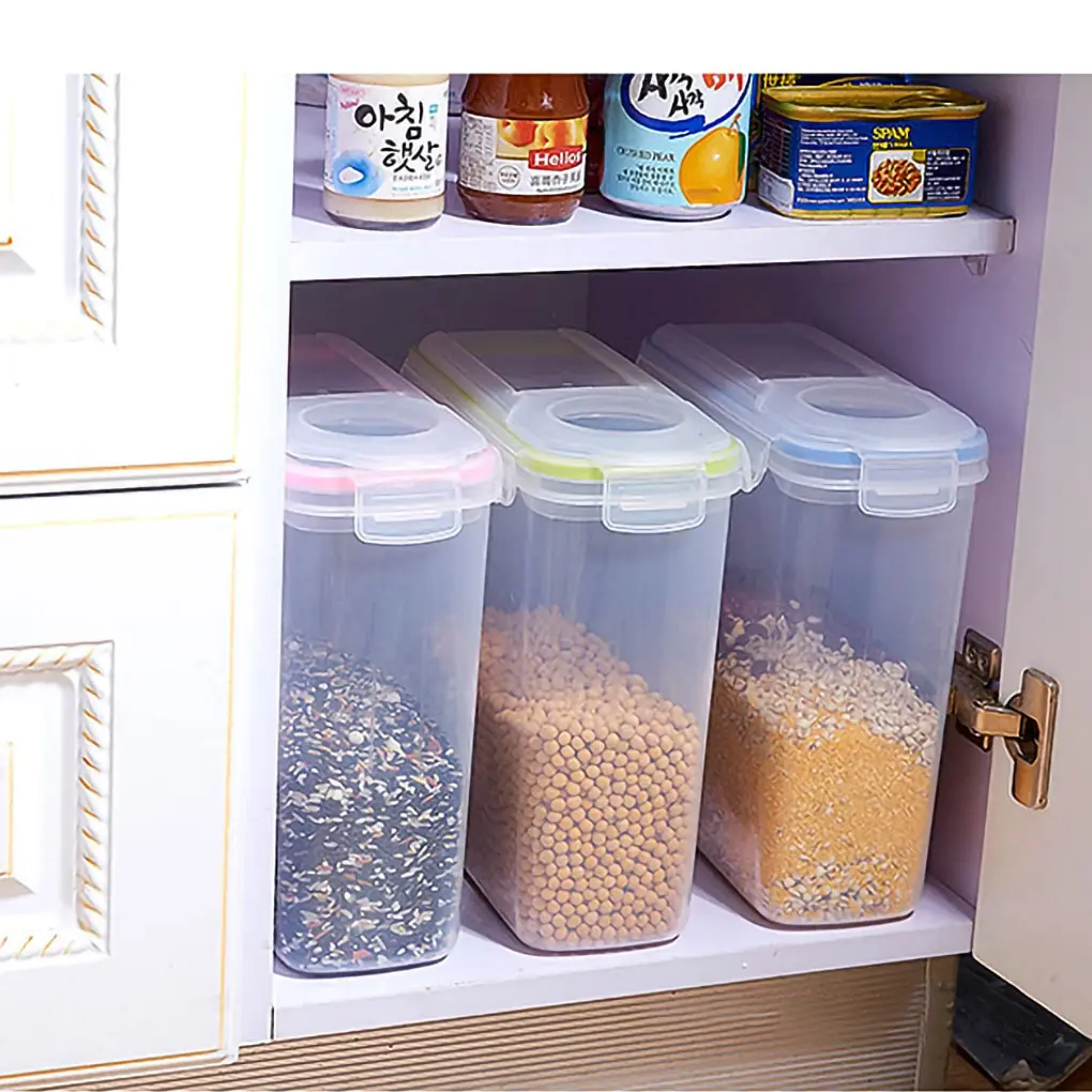 Storage Box Plastic Cereal Storage Container 4L Buckle Airtight Dry Food Dispenser Snacks Fresh Keeping Box storage box plastic storage bottle cereal box