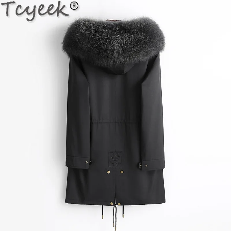 Tcyeek Natural Mink Fur Parka Real Fur Jacket Female Winter Jackets for Women Clothes 2023 Korean Warm Detachable Fox Fur Collar