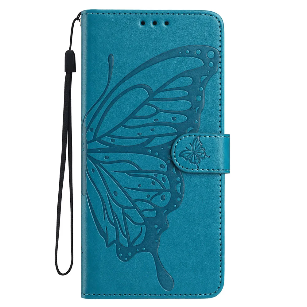 Butterfly Flower Leather Phone Wallet Case with Card Holder and Flip Cover