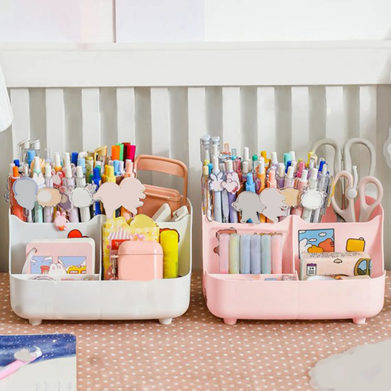 Cute Vertical Pen Organizer Desk Organizer Pen Holder Stationery Storage Tray Bins for Organization Closet Fabric Storage Bags 3