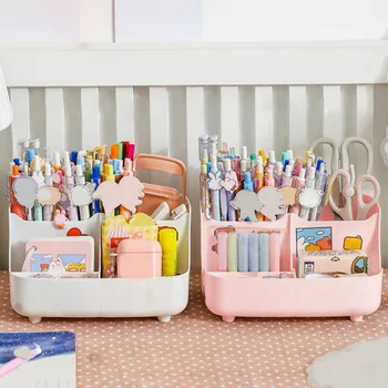 Cute Vertical Pen Organizer Desk Organizer Pen Holder Stationery Storage Tray Bins for Organization Closet Fabric Storage Bags 3
