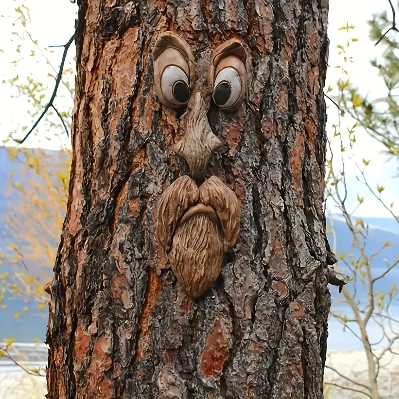 Lustige Baumgesichtsfiguren für den Außenbereich: Kreative Gartenkunst mit Geistergesichtern und Baumumarmern als Dekoration für den Garten