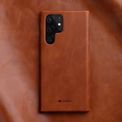 Premium Cowhide Leather Phone Case - Luxurious Back Cover for Business Professionals (Coffee)