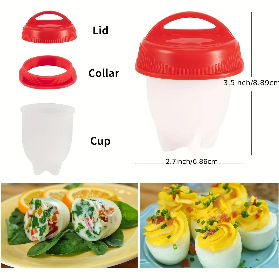 3/4/6 pcs Non-Stick Silicone Egg Poacher Fast and Easy Hard Boiled Egg Maker Perfect for Kitchen Gadgets and Cooking