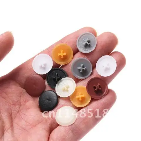 100Pcs Furniture Fittings Bolts Ornament Nuts Cover 3 in 1 Screw Protective Cap Self-Tapping 17mm Flat Phillips Screw Cap Covers