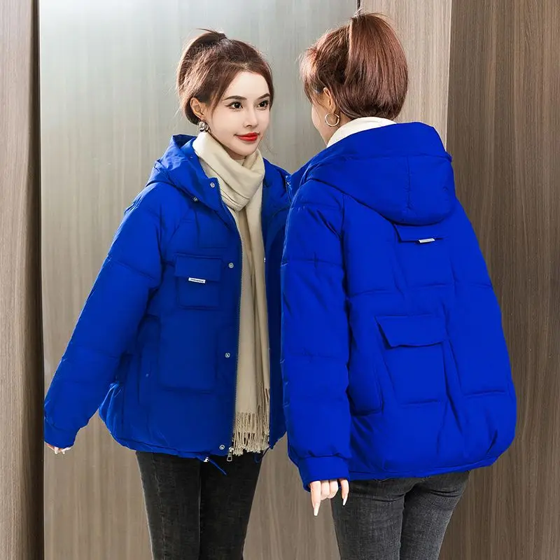 

2023 New Women Down Cotton Coat Winter Jacket Female Niche Bread Suit Short Style Hooded Thicken Outwear Leisure Time Overcoat