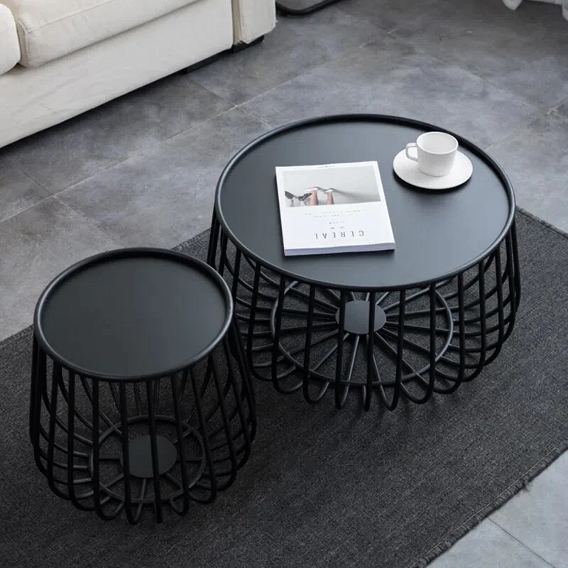

Multifunctional Simple Living Room Home Furniture Iron Art Small Coffee Table Creative Bedroom Sofa Round Table Storage Table