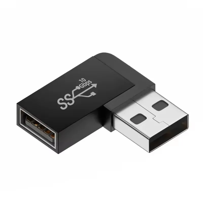 USB 3.0 Right Angle Male to Female Extension Adapter - 90 Degree Upward Elbow Connector, 10Gbps Data Transfer