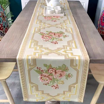 Pink Rose Embroidered Table Flag 6