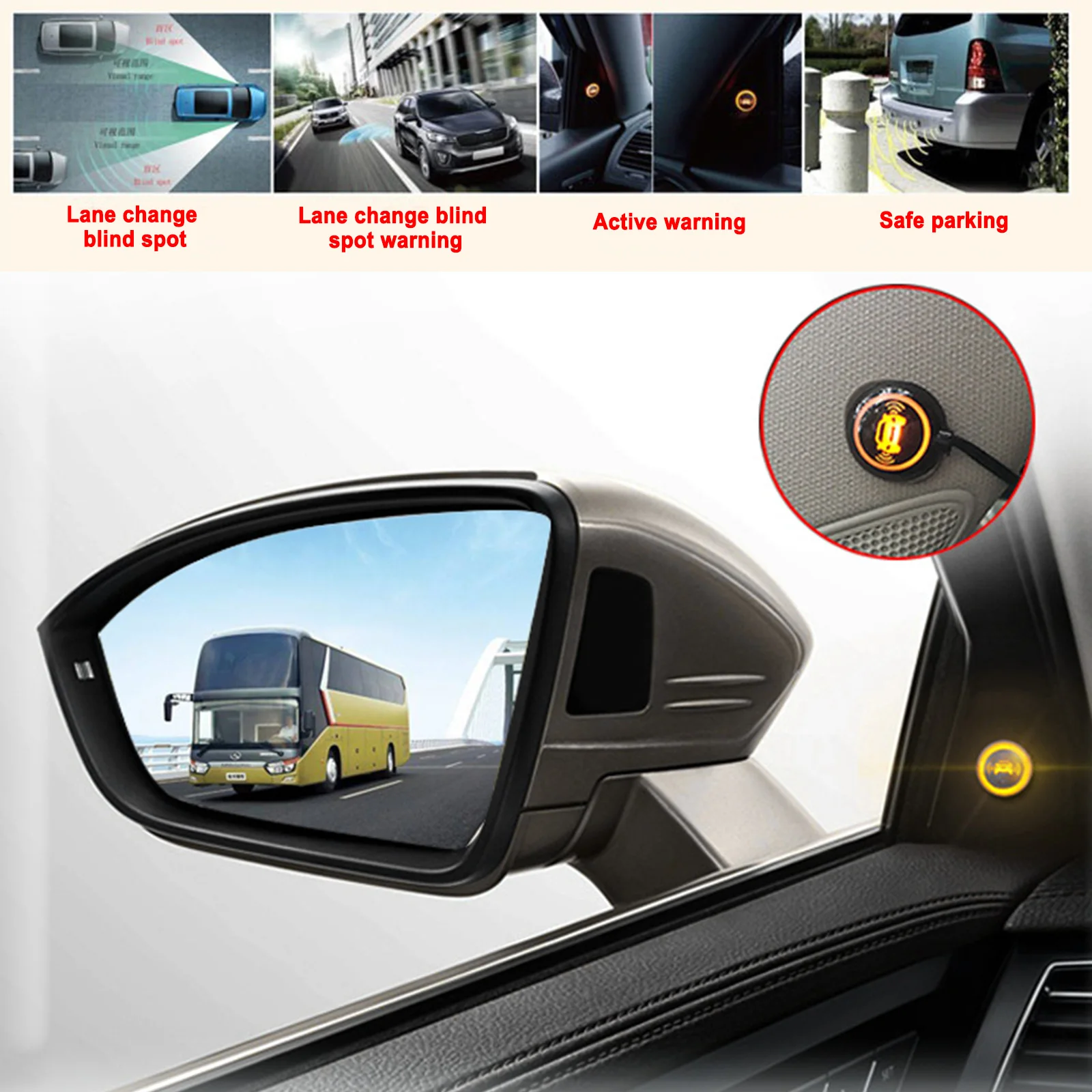 

Car Blind Spot Monitoring System Ultrasonic Detection System BSD Distance Assistant Car Lane Changing Warning Reversing Radar