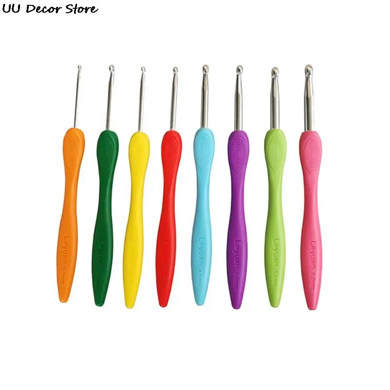 Crochet Needles 8pcs/set 2.5-6.0mm Aluminum With Grip
