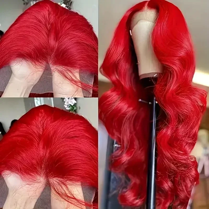 30 40 inch Hot Red 13x6 Hd Lace Frontal wigs Human Hair Wigs Brazilian Red Colored Body Wave 13x4 Lace Front Wig Wig For Women 2