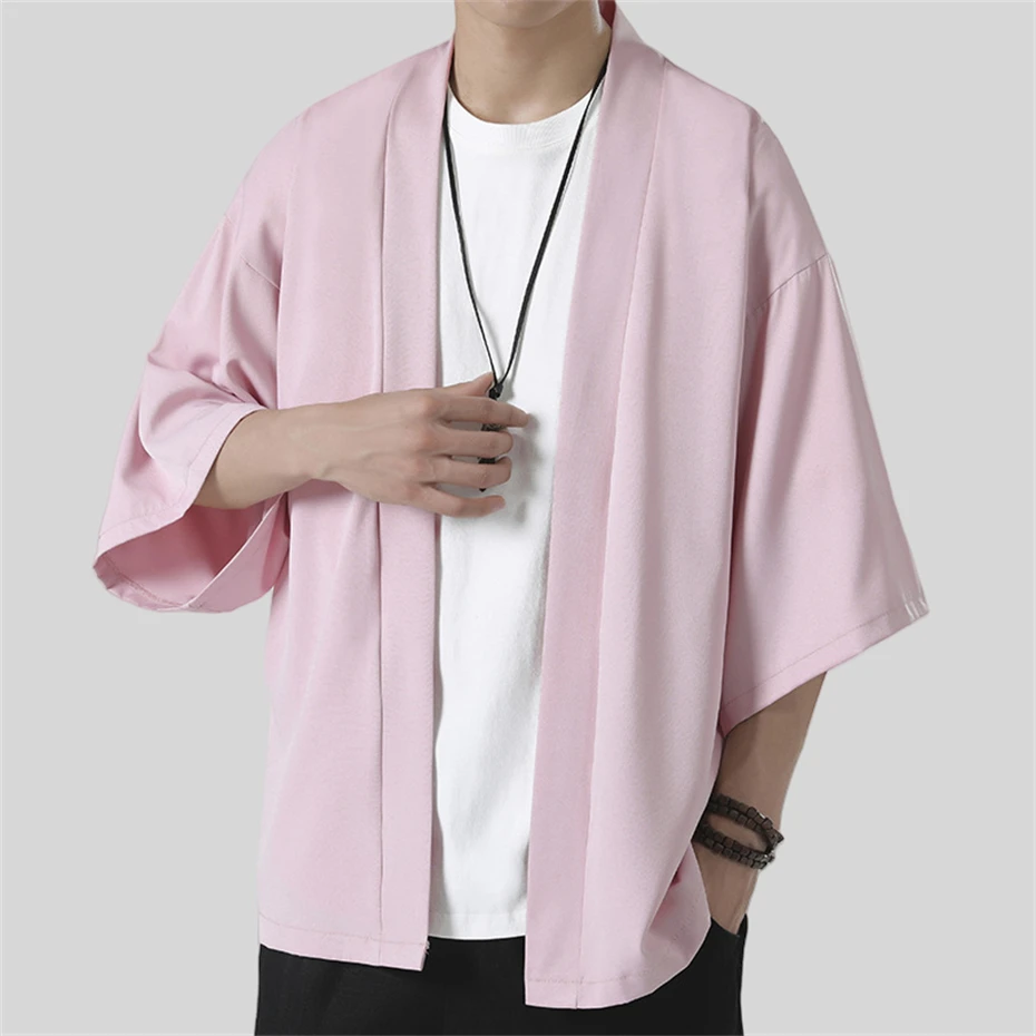 Large Size Casual Shirts Mens Harajuku Cotton Short Sleeve Cardigan Shirt Men Chinese Style Solid Color Summer Men Clothing 5XL 2