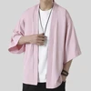 Large Size Casual Shirts Mens Harajuku Cotton Short Sleeve Cardigan Shirt Men Chinese Style Solid Color Summer Men Clothing 5XL 2