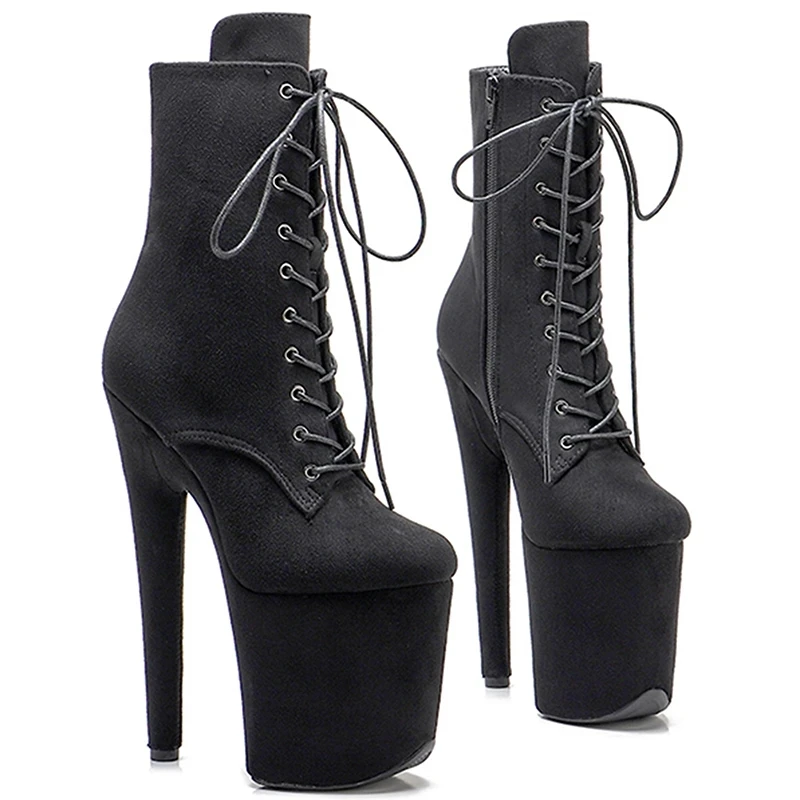 

LAIJIANJINXIA New 20CM/8Inch Ankle Boots Extreme High Heels Women's Shoes Fetish Heel Sexy Exotic Pole Dance Booties Suede