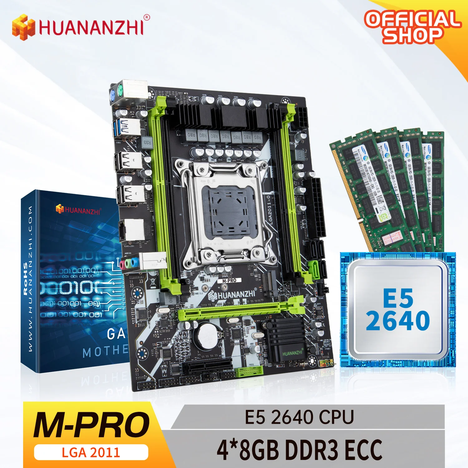

HUANANZHI X79 M PRO LGA 2011 XEON X79 Motherboard with Intel E5 2640 with 4*8GB DDR3 RECC memory combo kit set NVME USB3.0