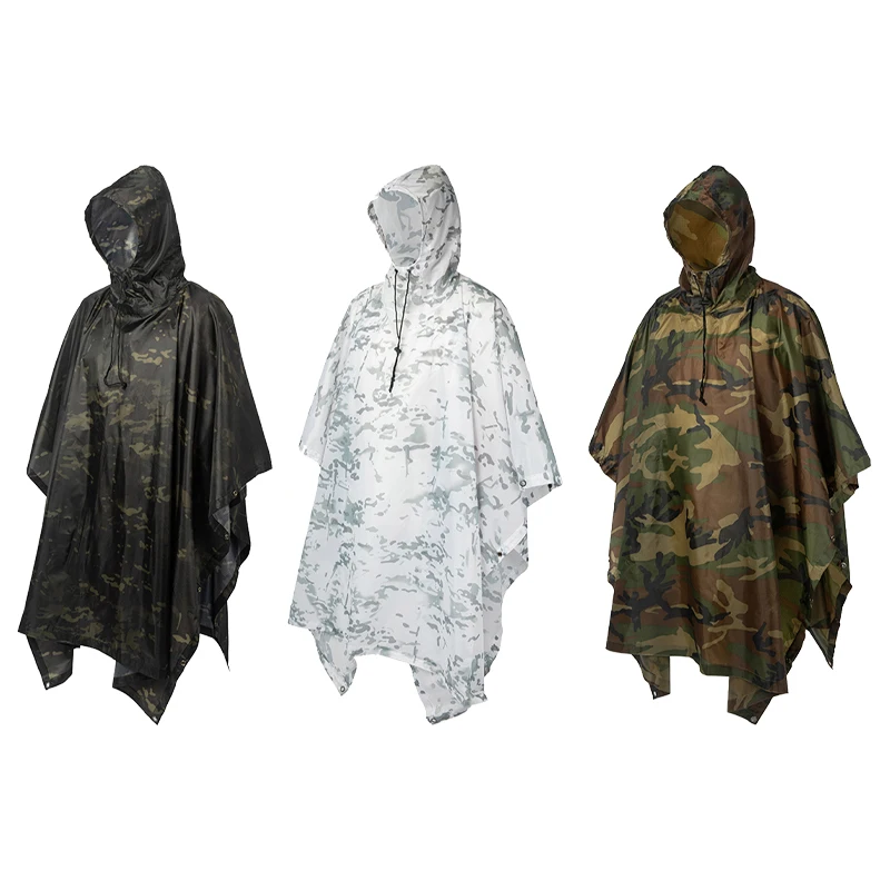 

3 In 1 Outdoor Military Waterproof Raincoat Rain Coat Men Raincoat Women Awning From Picnic MatHiking Hunting Camping Rain Gears