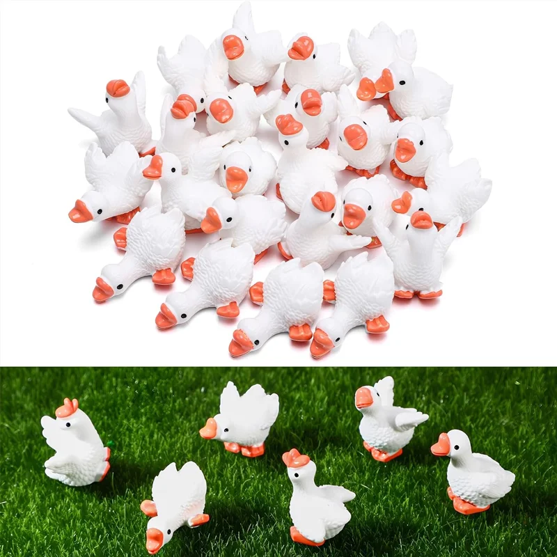 6 Mini-Gänse Aus Kunststoff Zum Basteln & Dekorieren – Weiß, Ca. 8,8 Cm – Für Schreibtisch, Garten Oder Puppenhaus
