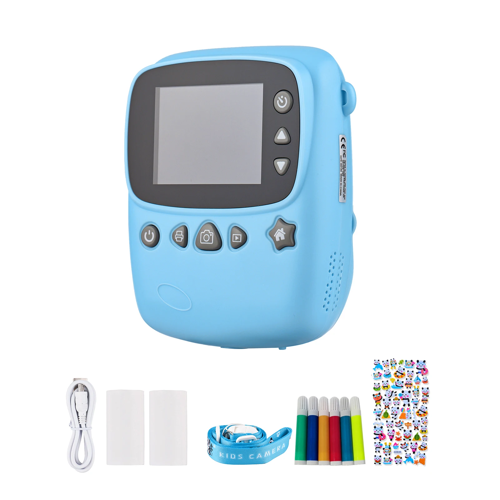 Kids Instant Print Camera 18MP Digital Video Camera 2.3" Screen with Colorful Markers Print Paper Stickers for Boys Girls Gift