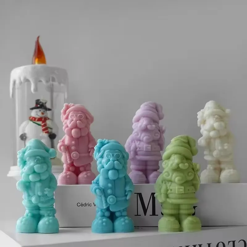 Wear glasses Santa silicone mold 3D Santa scented candle soap plaster crafts Resin clay mold Christmas gift making tool