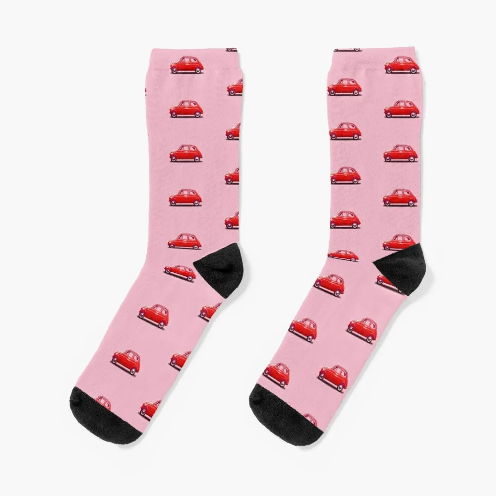 Pink Fiat 500 Socks Sheer Socks Men Funny Man Socks