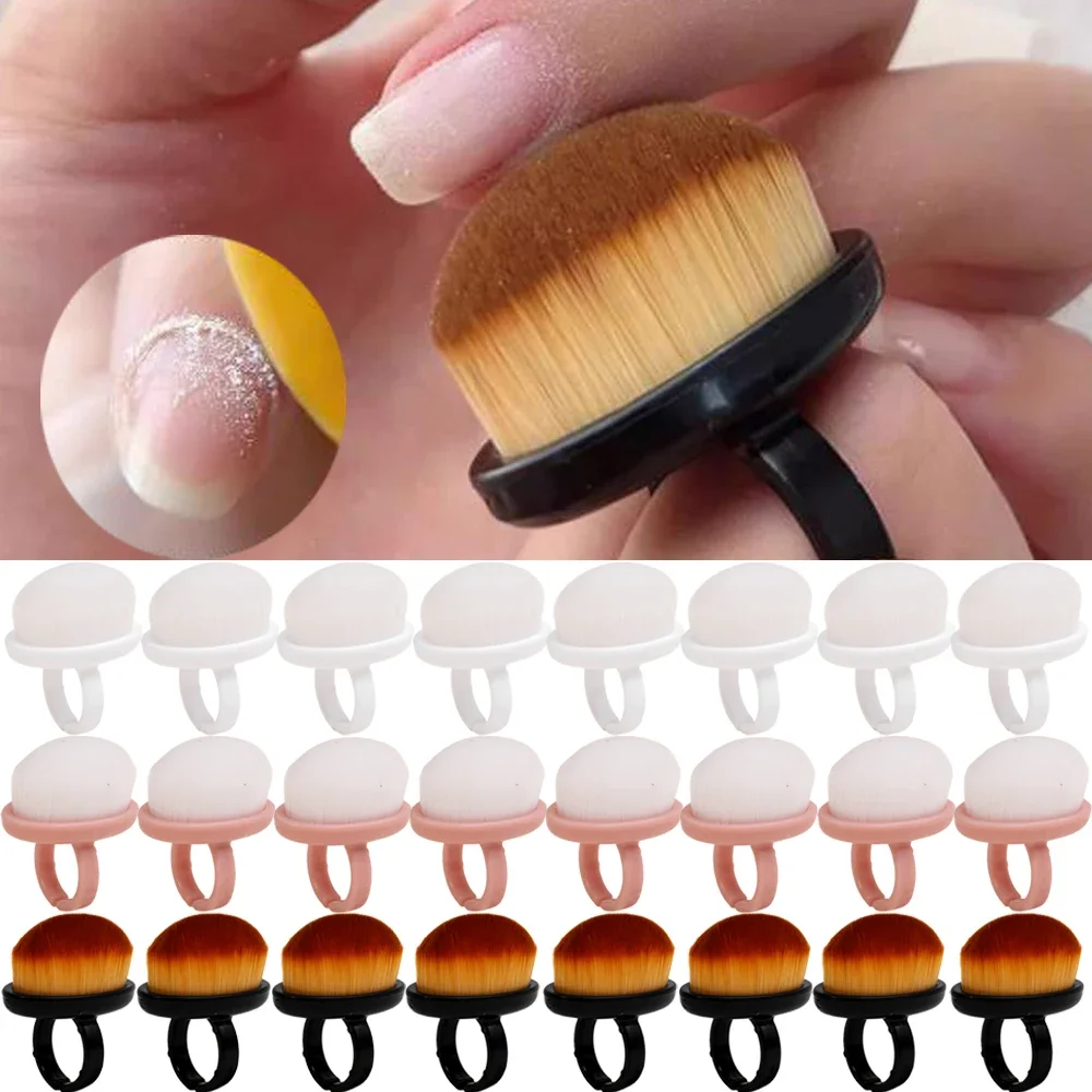1-10pcs Nail Art Dust Brushes Nails Polish Clean Brush Ring Soft Hair Dust Removal Oval Gel Dust Cleaning Finger Manicure Tools 6