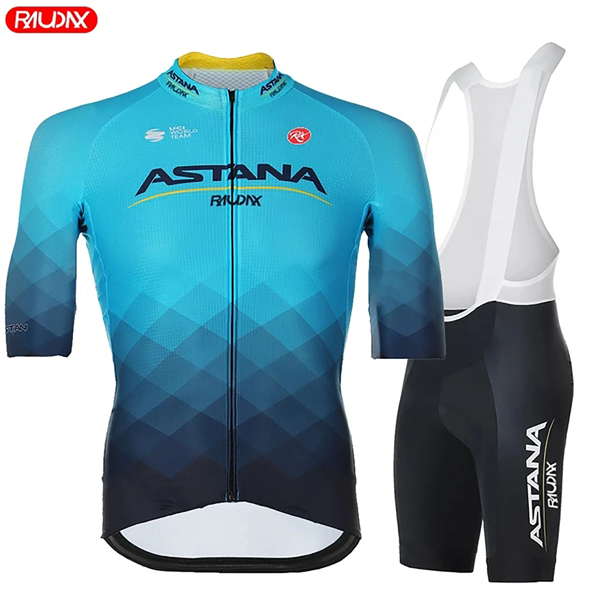 

2024 Astana Raudax MTB Bike Cycling Jersey Set Short Sleeve Breathable Cycling Clothing Maillot Ropa Ciclismo Uniform Suit