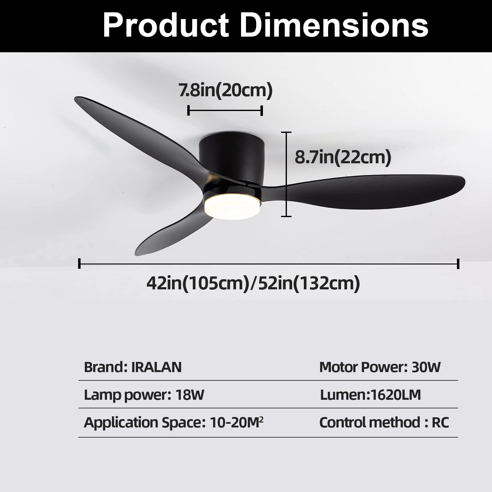 IRALAN silent and powerful ceiling fan 6-speed smart dimming LED Ceiling fan lighting bedroom room lamps Living room lights 6