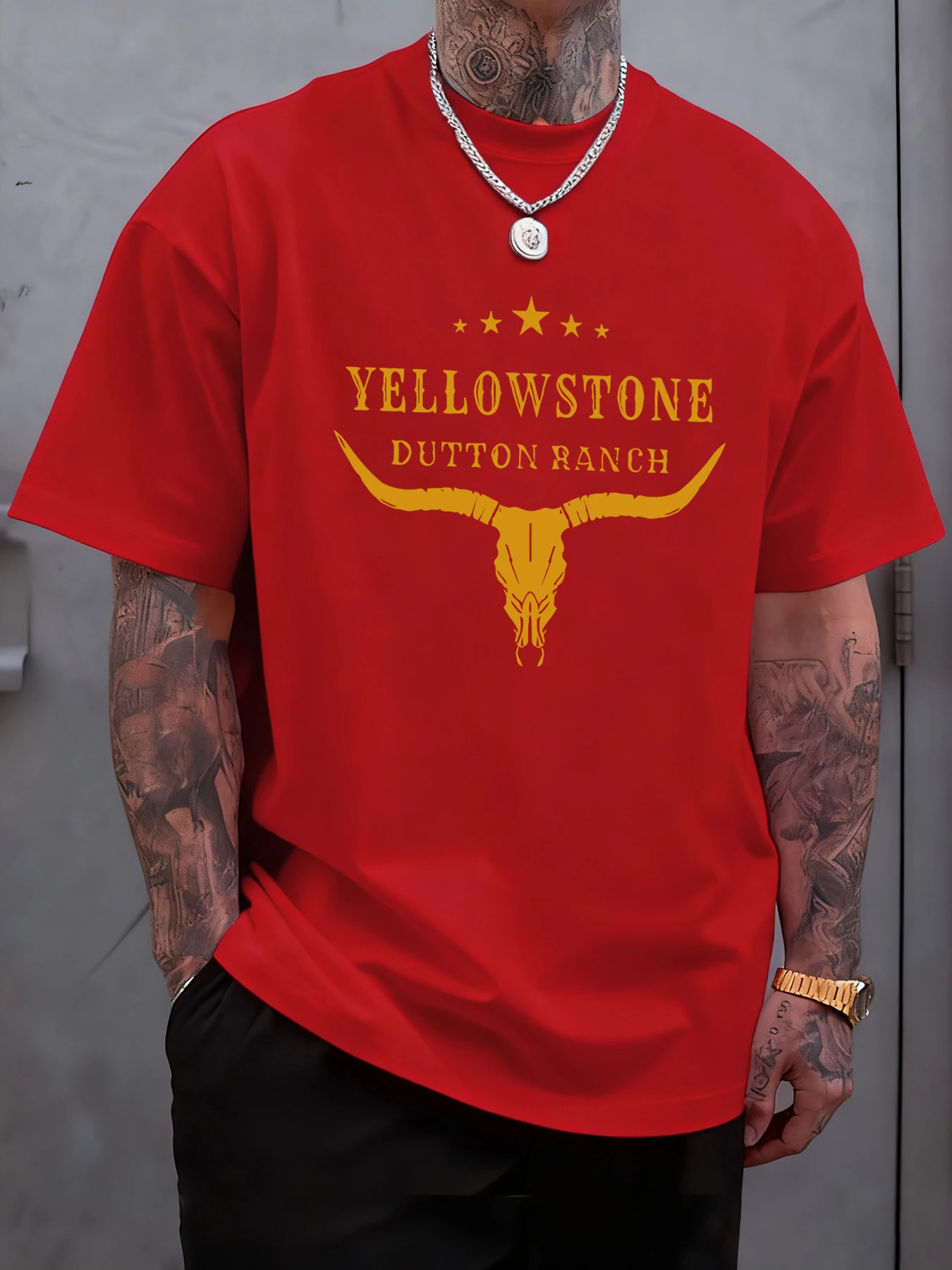 Yellow Stone Dutton Ranch Graphic Men's Casual Cotton T-Shirt